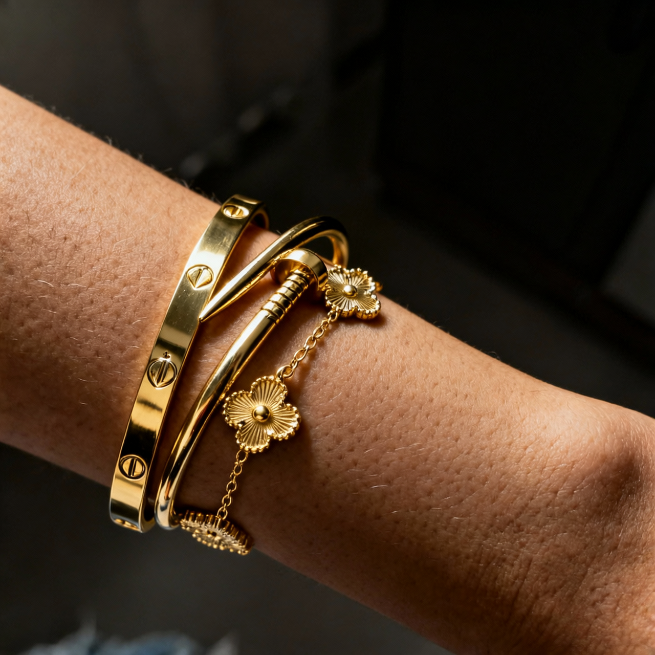 Pulseiras trio Energy a ouro 18k