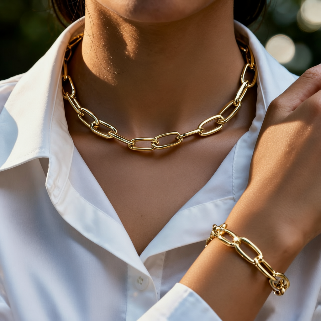 Conjunto Toque de Ouro Colar e Pulseira