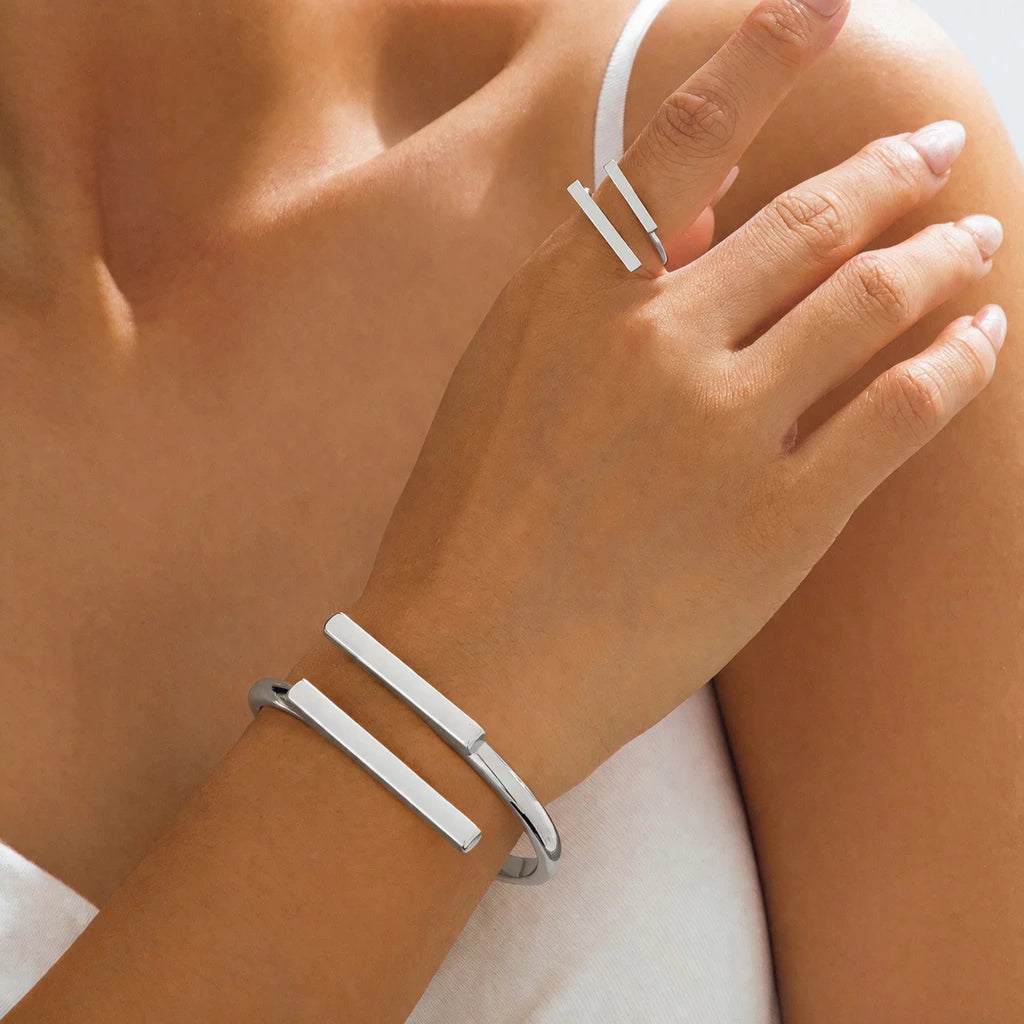Bracelete & Anel Geometric Gold